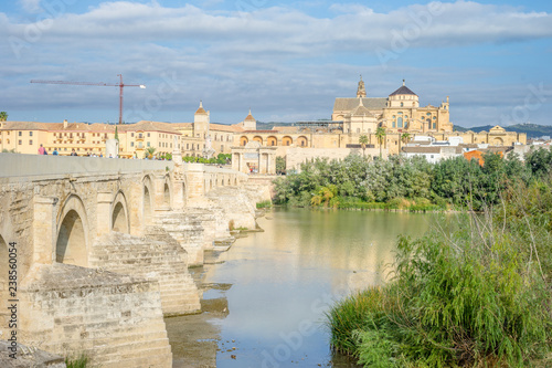 Roman bridge and cathedral - mosque by the river in Cordoba, Andalusia, Spain © malajscy