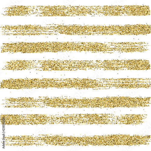 Abstract vector background with creative art. Handwritten golden paint brush strokes with glitter. Hand drawn brush strokes in watercolor, sketch style. Use for posters, invitations, placards.