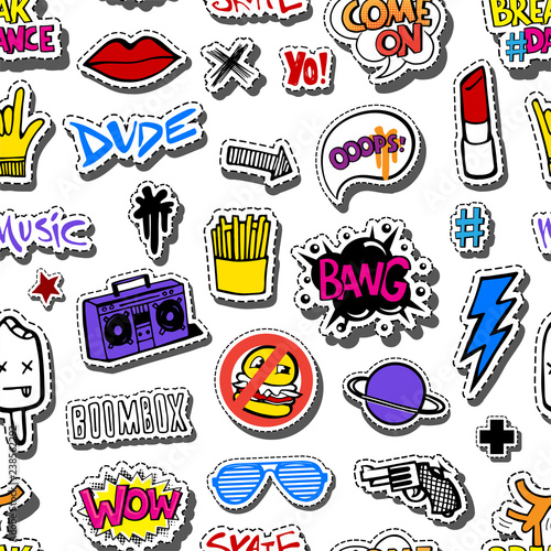 Seamless pattern with Hipsters teens doodles