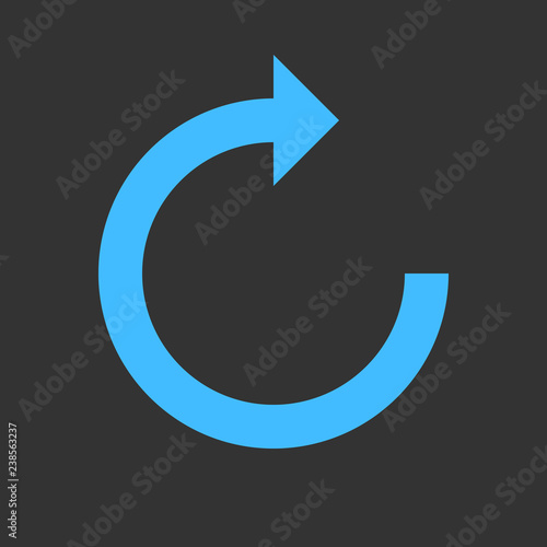 Arrow reload, refresh, rotation, repetition, reset sign. Colored icon on gray background created in 2D flat style. This design graphic element is saved as a vector illustration in EPS file format