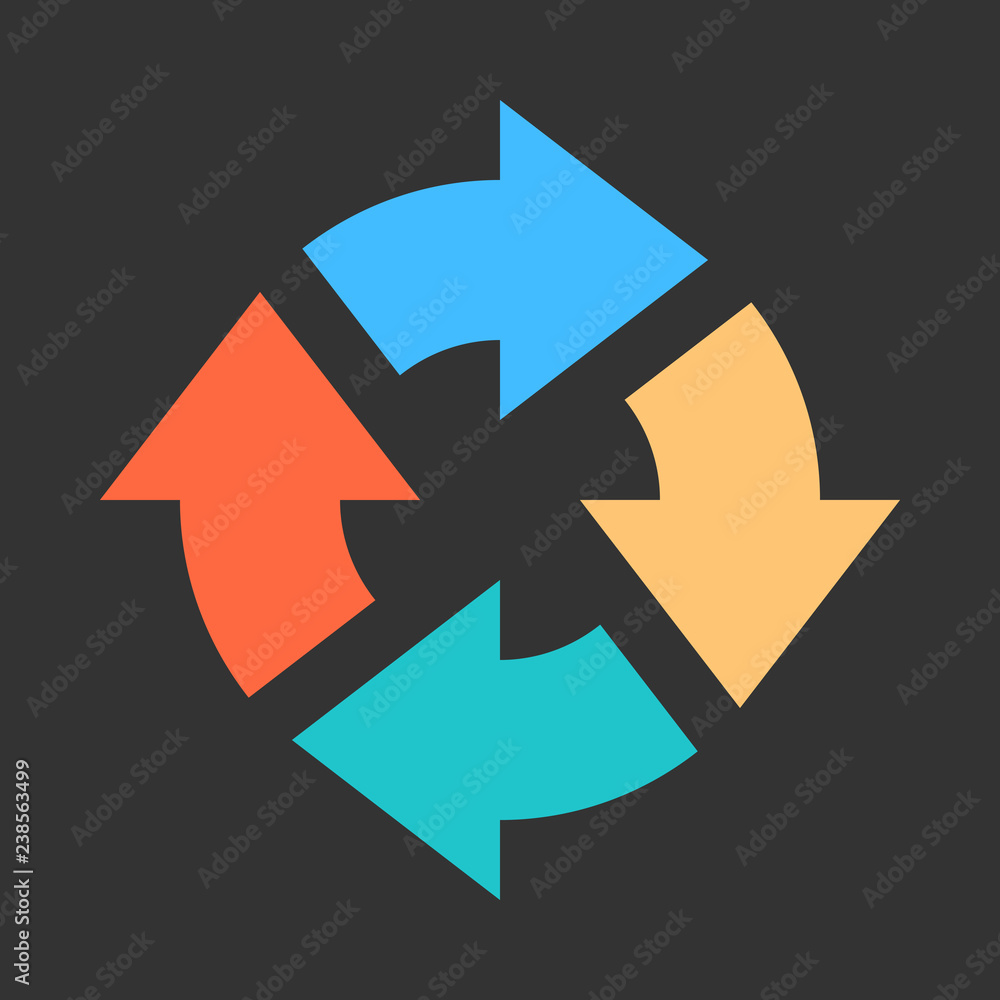 Arrow reload, refresh, rotation, repetition, reset sign. Colored icon on gray background created in 2D flat style. This design graphic element is saved as a vector illustration in EPS file format Arrow reload, refresh, rotation, repetition, reset sign. Colored icon on gray background created in 2D flat style. This design graphic element is saved as a vector illustration in EPS file format