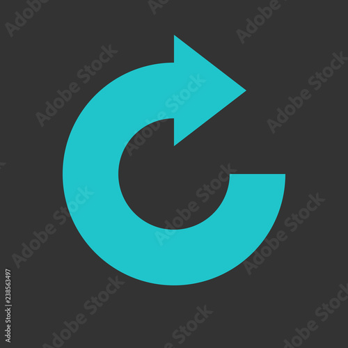 Arrow reload, refresh, rotation, repetition, reset sign. Colored icon on gray background created in 2D flat style. This design graphic element is saved as a vector illustration in EPS file format