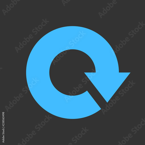 Arrow reload, refresh, rotation, repetition, reset sign. Colored icon on gray background created in 2D flat style. This design graphic element is saved as a vector illustration in EPS file format