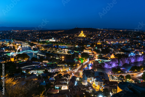 Night view of the city of Tbilisi. Georgia
