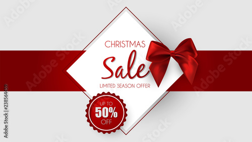 Christmas sale, discount banner, Winter off-sale vector illustration.