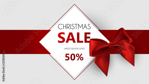 Christmas sale, discount banner, Winter off-sale vector illustration.