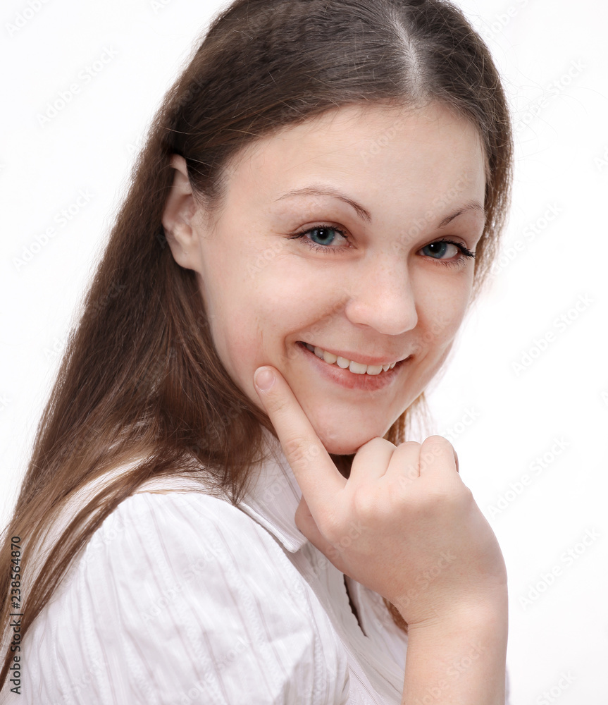 closeup.portrait of a modern young woman. isolated closeup.portrait of a modern young woman. isolated