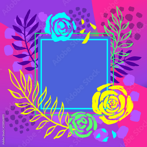 Tropical palm leaves art frames. Modern card design, brush stroke, exotic plants, cover brochure, flyer, invitation template. Business identity elegant style. Hand drawn vector