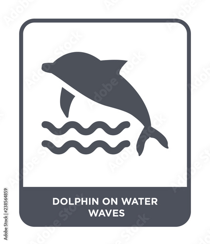 dolphin on water waves icon vector
