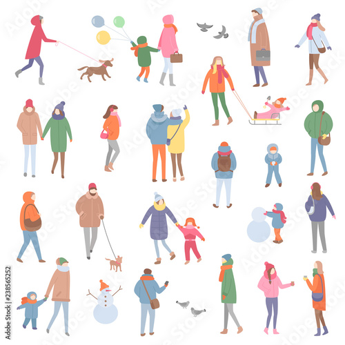 Winter and Autumn Warm Clothes, People Walking