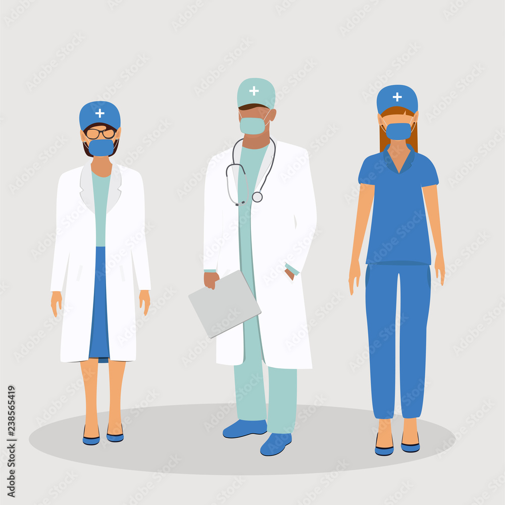 Medical staff. Doctors team. Vector illustration. Medical staff. Doctors team. Vector illustration.