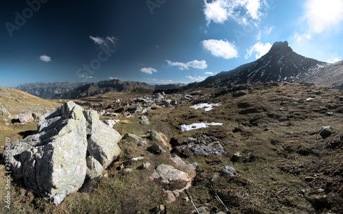 Spitzmeilen; ancient volcano above Flumserberg, Swiss Alps photo