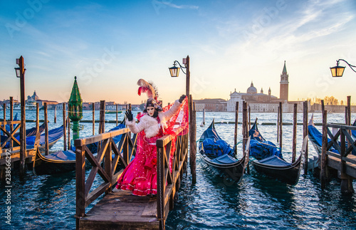 Colorful carnival masks at a traditional festival in Venice, Italy