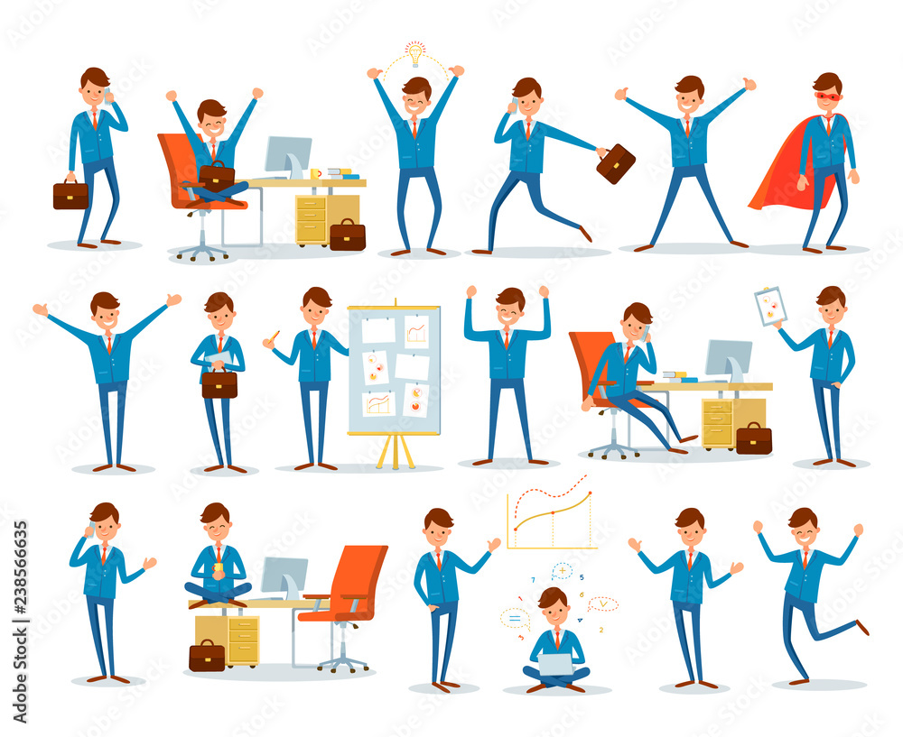 Man Busy with Work, Businessman Characters at Work Man Busy with Work, Businessman Characters at Work
