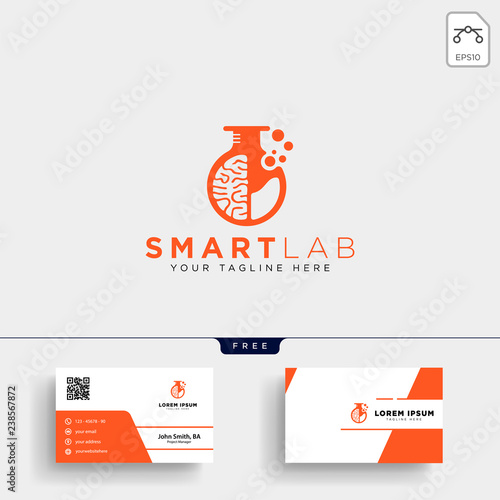 brain laboratory science logo template and business card