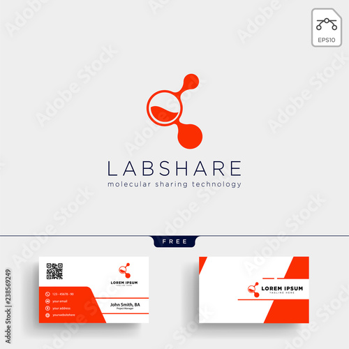laboratory share technology logo template and business card