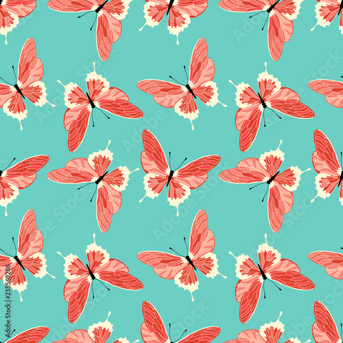 Seamless pattern with butterflies. Vector butterfly background..