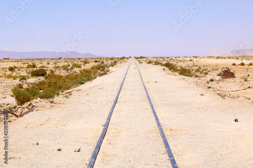 Uyuni  Bolivia. Rusty old steam locomotive.