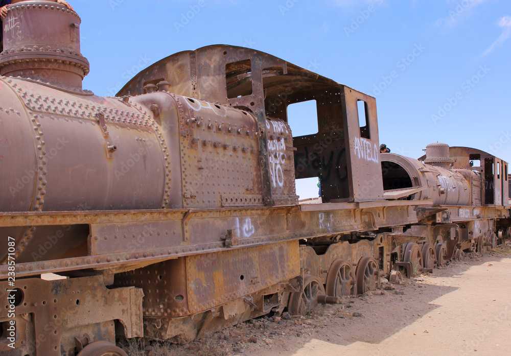 Uyuni, Bolivia. Rusty old steam locomotive.