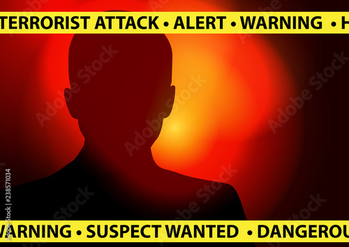 Terrorist Attack Alert - Suspect wanted concept