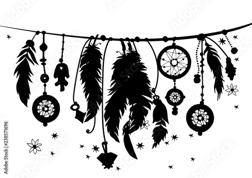 Seamless border with silhouettes of feathers