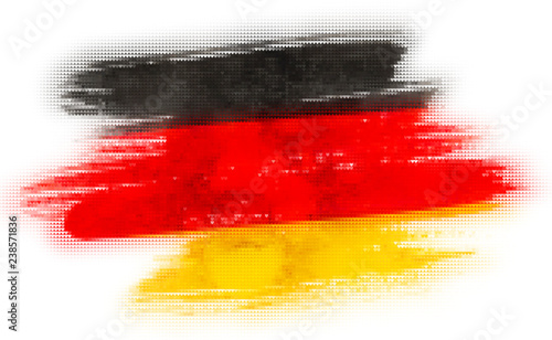 Mosaic heart tiles painting of Germany flag blown in the wind isolated on white background