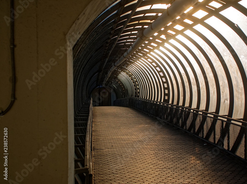 elevated pedestrian crossing in Moscow in summer photo