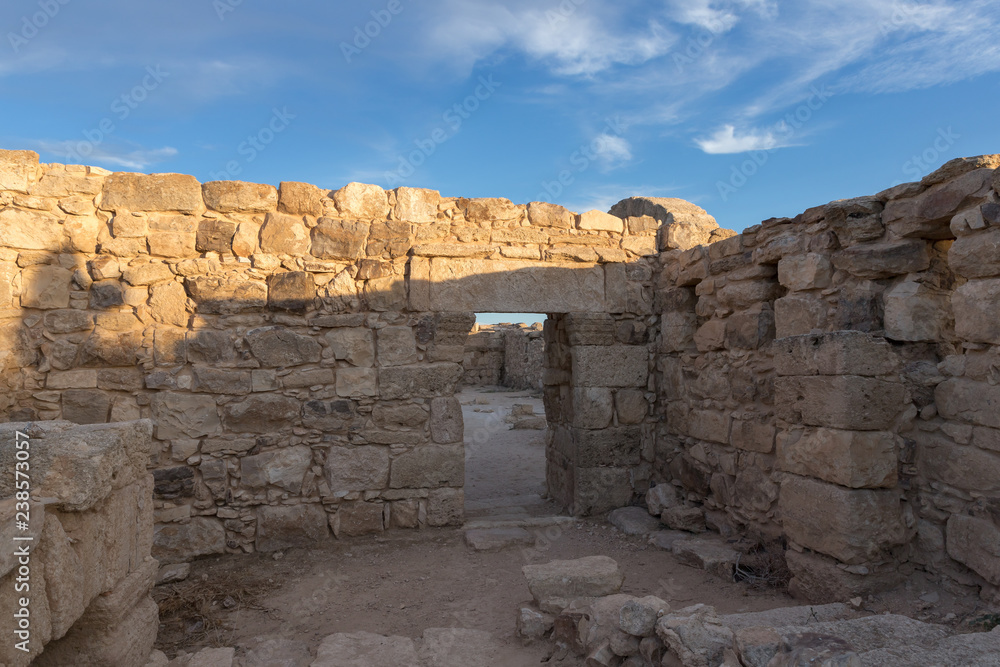 Ruins  historical archaeological site Umm ar-Rasas near Madaba city in Jordan