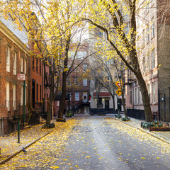 New York City block in the Greenwich Village neighborhood of Manhattan