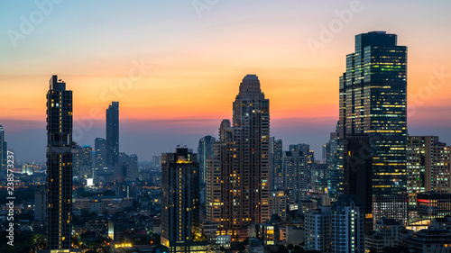 Night of the Metropolitan Bangkok City downtown cityscape urban skyline tower Thailand  - Cityscape Bangkok city Thailand © suphaporn