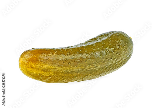 Marinated cucumber on a white background. Full depth of field.
