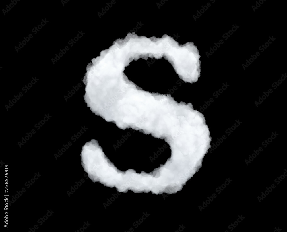 3d rendering of a letter-S-shaped cloud isolated on black background. 3d rendering of a letter-S-shaped cloud isolated on black background.