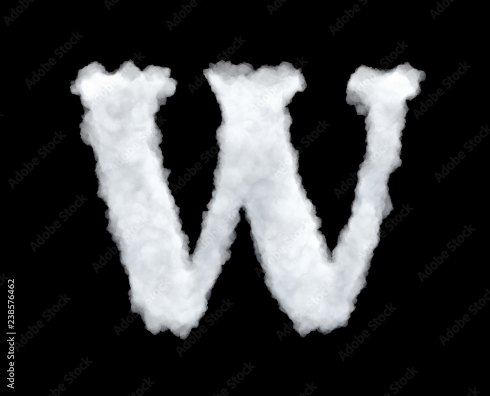 3d rendering of a letter-W-shaped cloud isolated on black background. 3d rendering of a letter-W-shaped cloud isolated on black background.