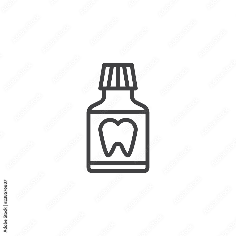 Tooth mouthwash outline icon. linear style sign for mobile concept and web design. Dental care simple line vector icon. Oral hygiene symbol, logo illustration. Pixel perfect vector graphics Tooth mouthwash outline icon. linear style sign for mobile concept and web design. Dental care simple line vector icon. Oral hygiene symbol, logo illustration. Pixel perfect vector graphics