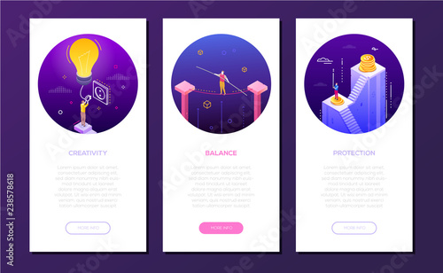 Business and finance - isometric vector vertical web banners