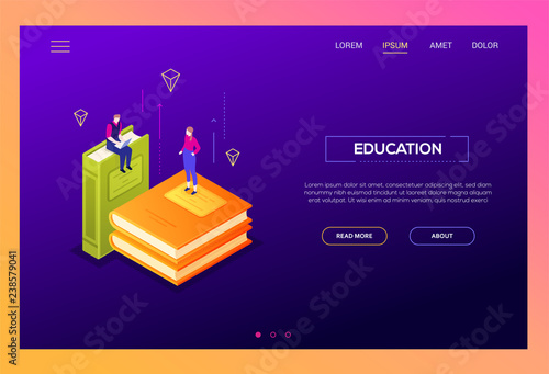 Education concept - modern isometric vector web banner
