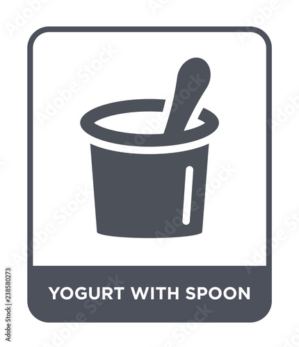 yogurt with spoon icon vector