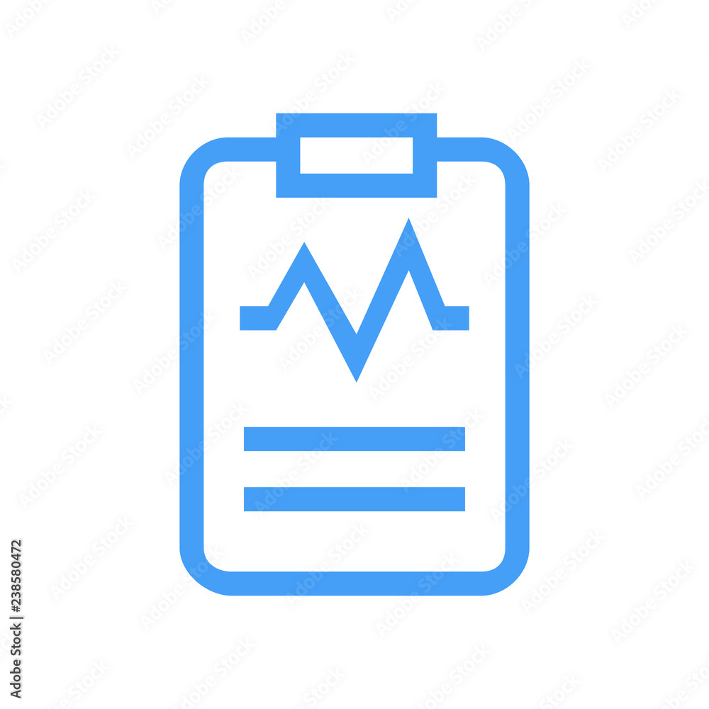 Line icon list of diagnoses isolated on white background. Vector illustration. Line icon list of diagnoses isolated on white background. Vector illustration.