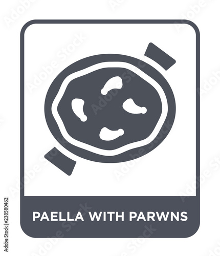 paella with parwns icon vector