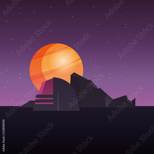 futuristic building planet space construction