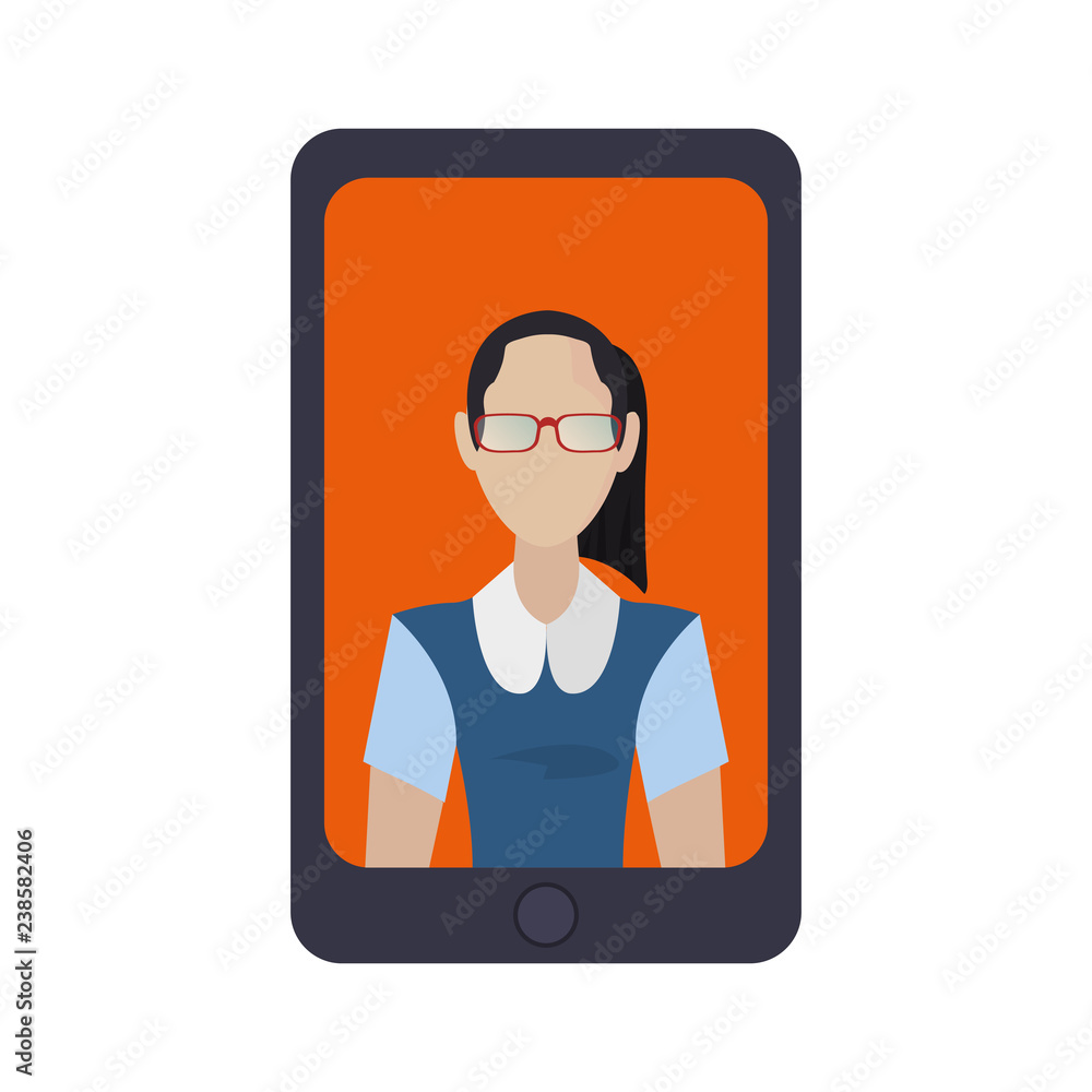 woman in smartphone on white background woman in smartphone on white background