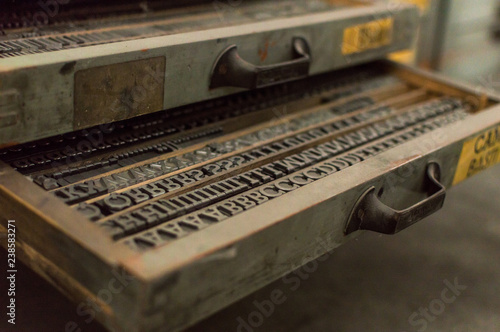 Slika na platnu Old Typographic letters for industrial print, ancient typefaces