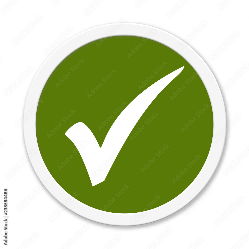 Runder Button zeigt Häkchen Symbol Runder Button zeigt Häkchen Symbol