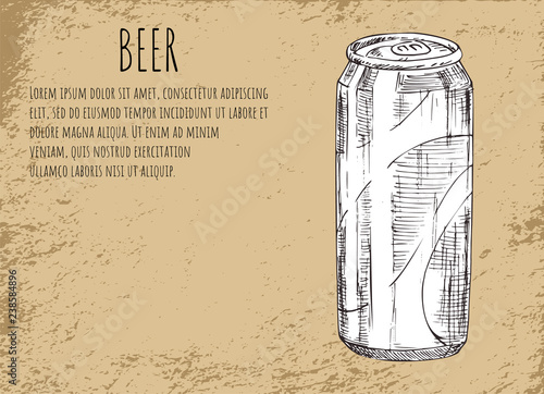 Beer Alcoholic Drink Sketch Vector Illustration