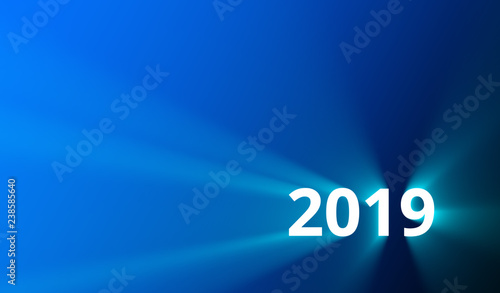 New Year 2019 text with lighting effect - 3D Rendered Image photo