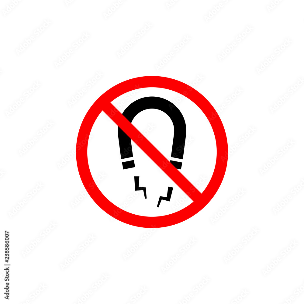 Forbidden magnet icon on white background can be used for web, logo, mobile app, UI, UX Forbidden magnet icon on white background can be used for web, logo, mobile app, UI, UX