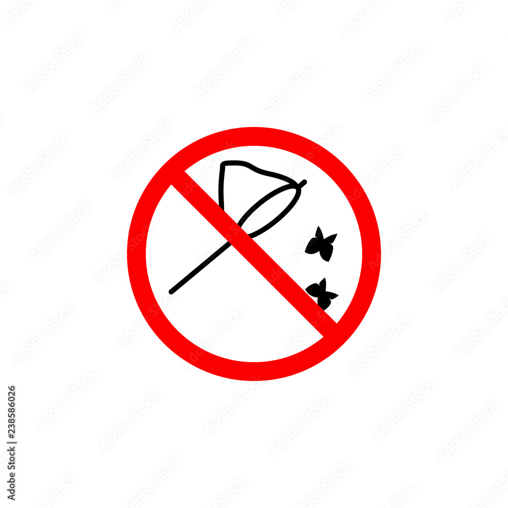 Forbidden catch butterfly icon on white background can be used for web, logo, mobile app, UI, UX Forbidden catch butterfly icon on white background can be used for web, logo, mobile app, UI, UX