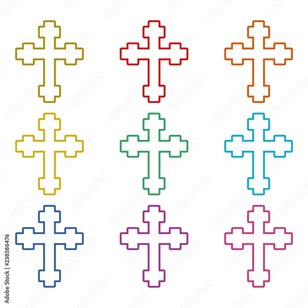 Christian church logo, Cross icon, color set Christian church logo, Cross icon, color set