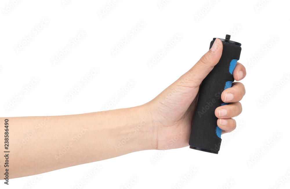 hand holding grip for camera or handles camera isolated on white background - obrazy, fototapety, plakaty 