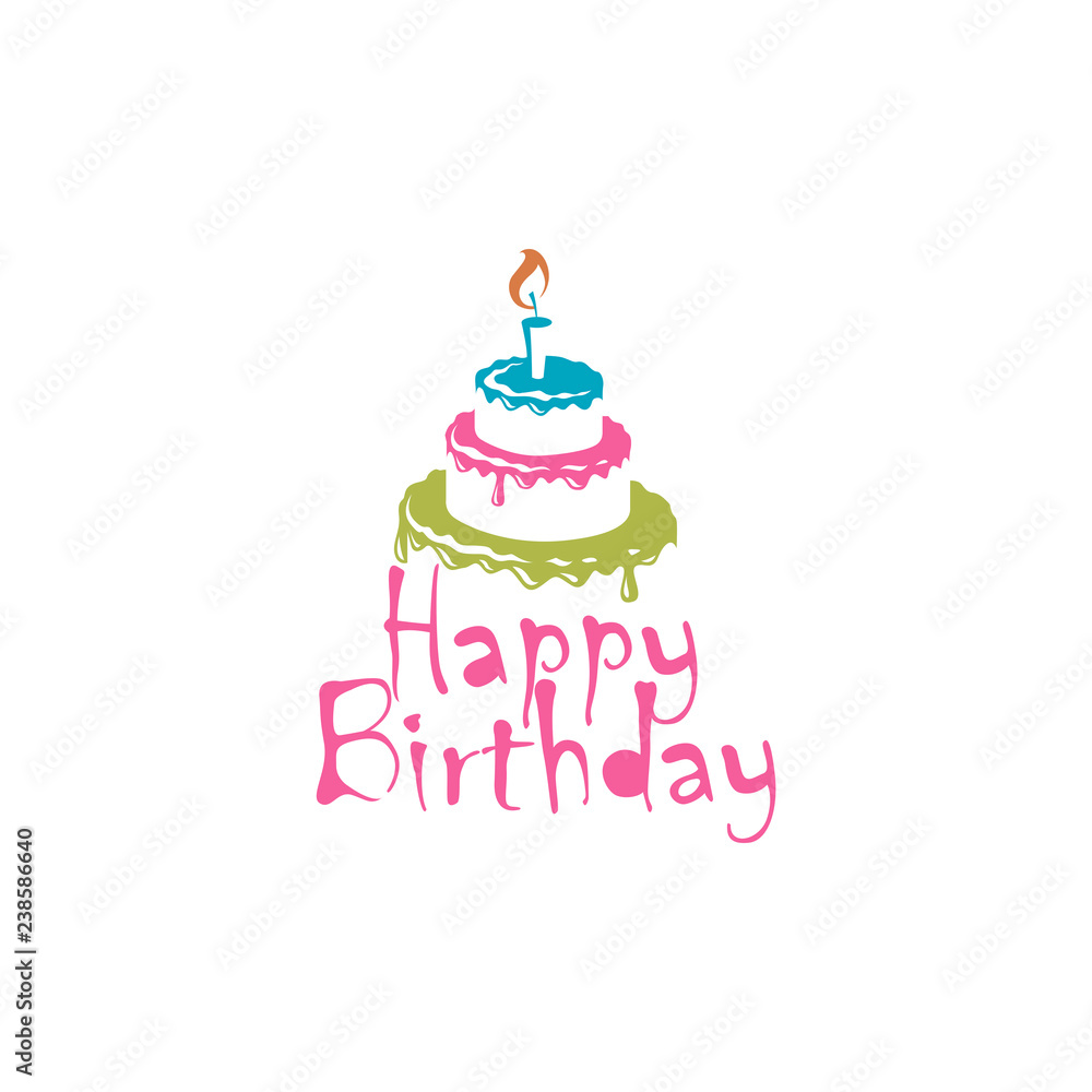 design of birthday cake with candle isolated on white background design of birthday cake with candle isolated on white background